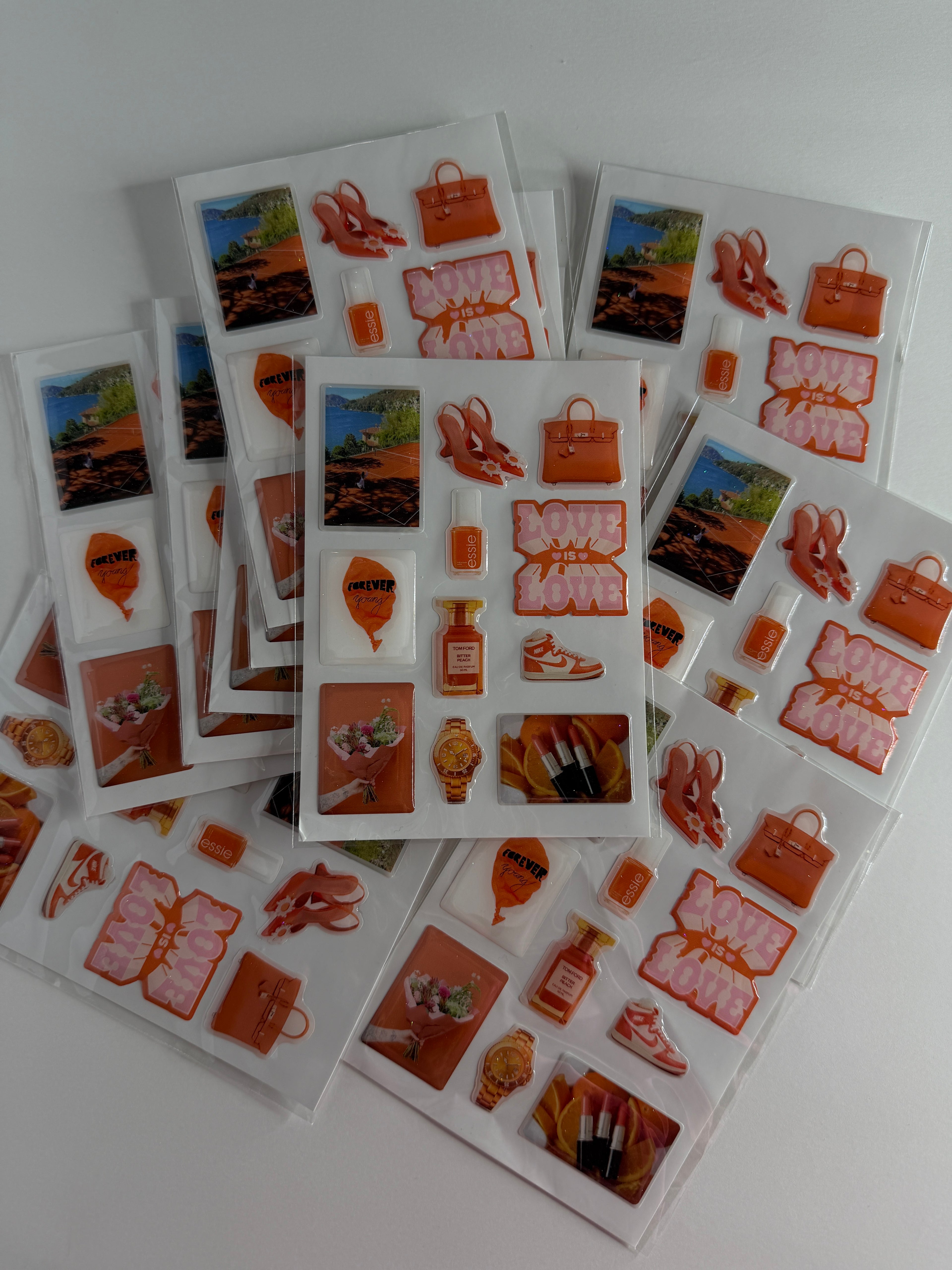All orange 3d stickers