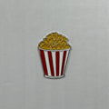 popcorn metal sticker with red and white striped bucket