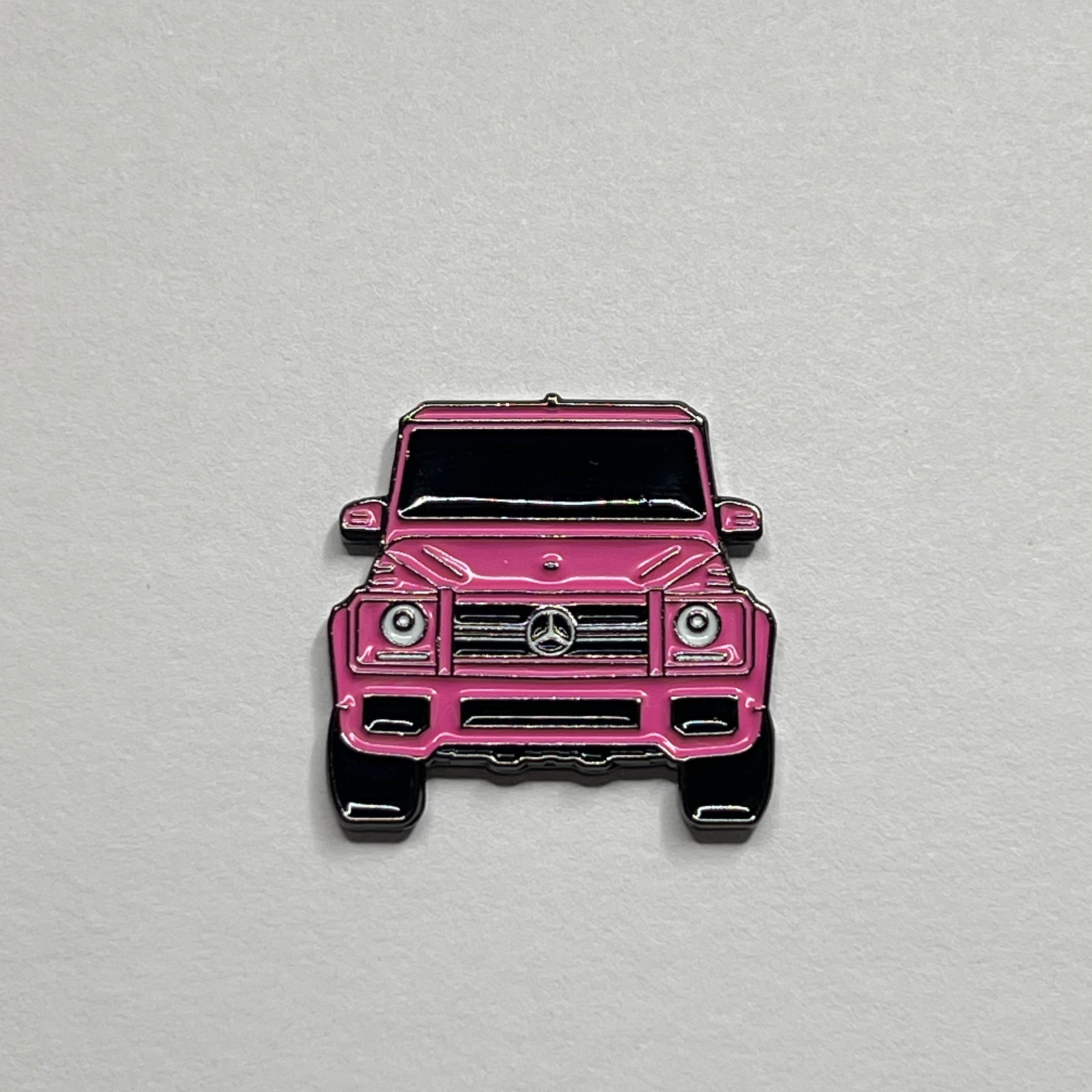 Pink wagon metal sticker
